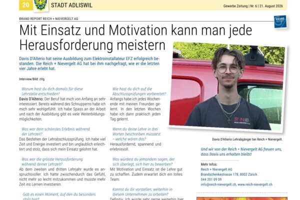 Gewerbezeitung Interview Reich + Nievergelt Lehrabgänger Davis